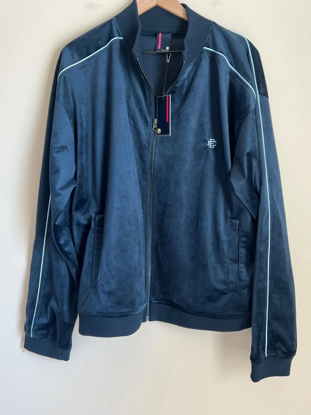 NWT Eric Emanuel Velour Track Suit Track Pants and Jacket Set Navy Men's XXL
